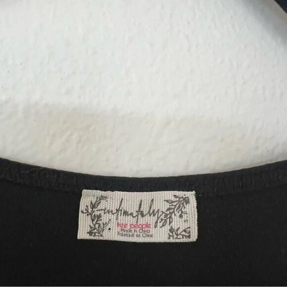 Free People Va Va Voop Black Puff Sleeve V-Neck Bodysuit - Picture 4 of 6